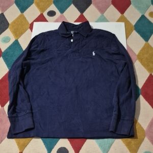 Polo by Ralph Lauren Navy Long-Sleeve Polo with White Pony Logo
